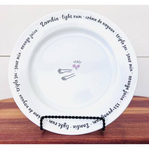 Pottery Barn Drinks Lingo Plates (4) Screwdriver Manhattan Grasshopper Zombie - Picture 6 of 6